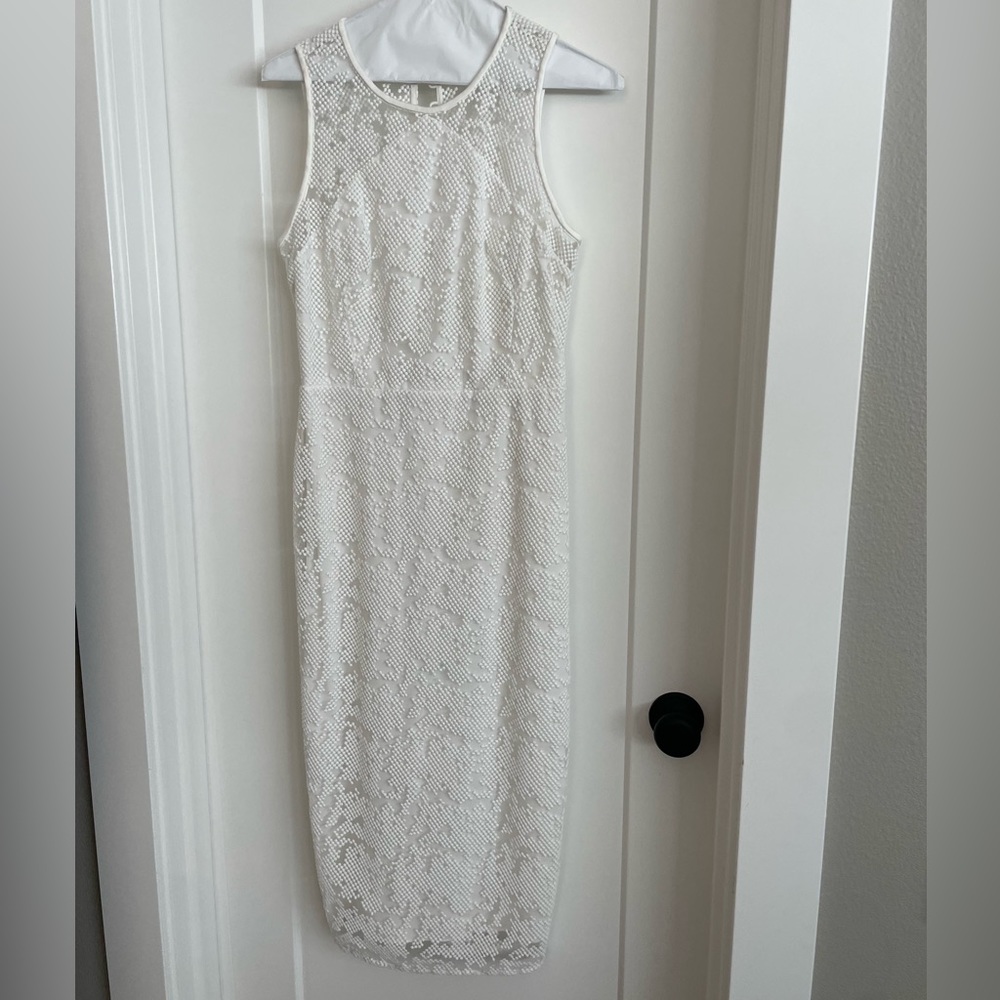Diane Von Furstenburg DVF Mesh White Midi Dress Worn Once Wedding Bridal Shower